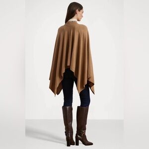 Lauren Ralph Lauren Convertible Mockneck Poncho Cape Camel